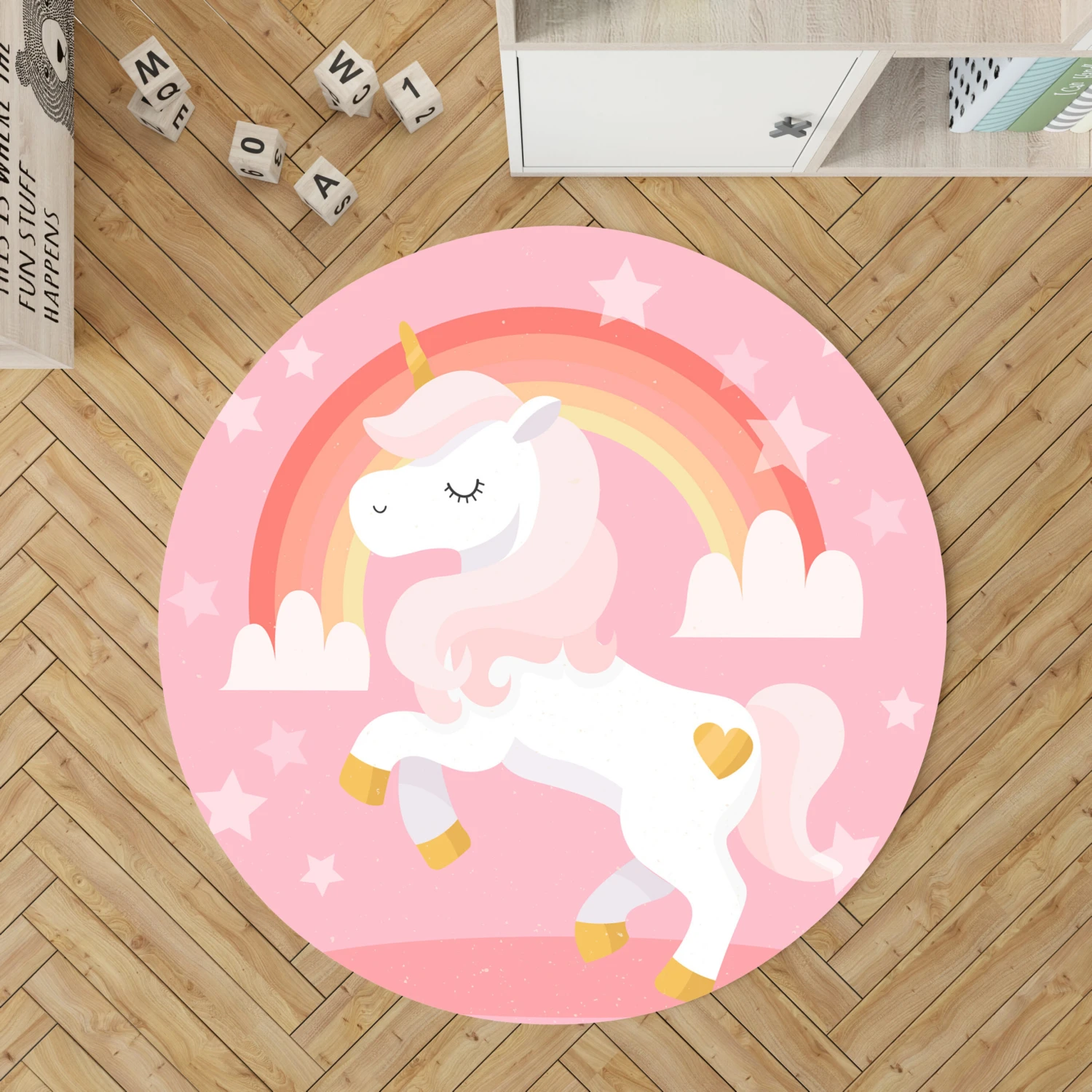 Cute Unicorn Round Rug For Girls 3 Cute Unicorn Round Rug For Girls