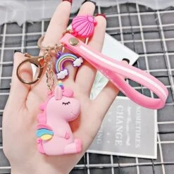 Cute Pony Unicorn Rainbow Keychain -Unicorn Fashion 91666 qakjvv