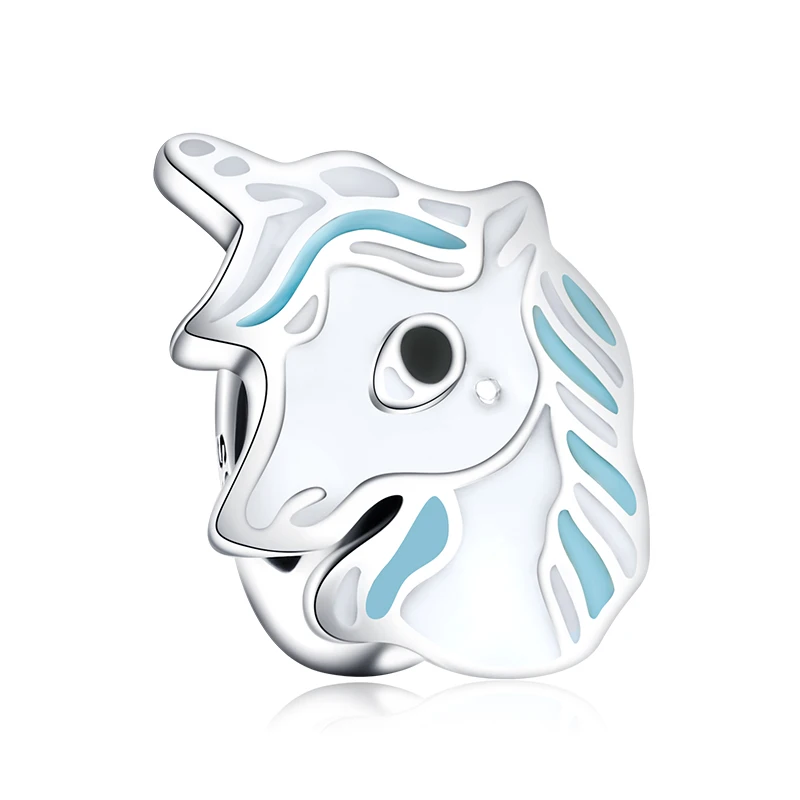 925 Sterling Silver Adorable Unicorn Blue And White Enamel Bead 6 925 Sterling Silver Adorable Unicorn Blue And White Enamel Bead - Image 4