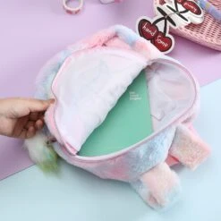 Rainbow Unicorn Fluffy School Bag -Unicorn Fashion 96480 gvque3