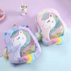 Rainbow Unicorn Fluffy School Bag -Unicorn Fashion 96480 tsv27c