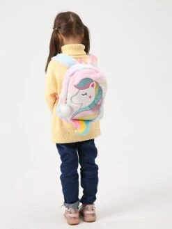 Rainbow Unicorn Fluffy School Bag -Unicorn Fashion 96480 ujiovd