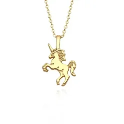 Silver And 18k Gold Unicorn Necklace