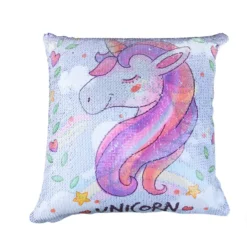 Double Side Printed Sequins Reversible Unicorn Pillow Case -Unicorn Fashion Animal Double Side Printed Sequins Pillow Case Reversible Unicorn Pattern Cushion Cover Pillow Sofa Waist Throw 4