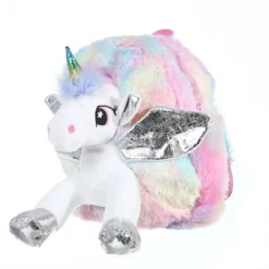 Student Small Unicorn Soft Backpack -Unicorn Fashion Baby Girl Unicorn Fur Backpack Cute Children Zipper Schoolbag Mini Kid Toy Doll Backpack For Kidergarten 2