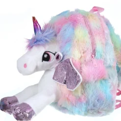 Student Small Unicorn Soft Backpack -Unicorn Fashion Baby Girl Unicorn Fur Backpack Cute Children Zipper Schoolbag Mini Kid Toy Doll Backpack For Kidergarten 3