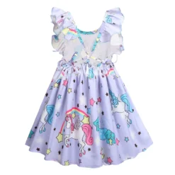 Unicorn Strappy Backless Dress And Headband -Unicorn Fashion Baby Girls Sundress Unicorn Strappy Backless Slip Dress Toddler Pageant Party Dresses Kids Princess Unicornio Vestido 4