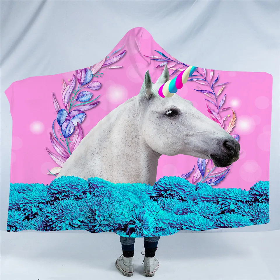 3d Unicorn Fleece Hooded Blanket 3 3d Unicorn Fleece Hooded Blanket