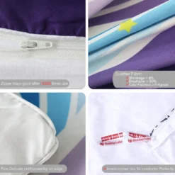 Unicorn Rose Floral Bedding Set -Unicorn Fashion BeddingOutlet Cartoon Unicorn Kids Bedding Set Rose Floral Duvet Cover Stars Girly Home Textiles Purple Bedclothes 1