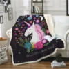 Cartoon Unicorn Velvet Blanket 1 Cartoon Unicorn Velvet Blanket -Unicorn Fashion BeddingOutlet Cartoon Unicorn Velvet Plush Throw Blanket Floral Printed for Kids Girls Sherpa Blanket for Couch
