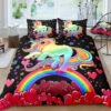 Black Hearts Unicorn Bedding Set