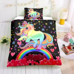 Black Hearts Unicorn Bedding Set -Unicorn Fashion Black Hearts Unicorn Bedding Set Twin