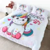 Love Music Unicorn Duvet Cover Sets Twin Full Queen 1 Love Music Unicorn Duvet Cover Sets Twin Full Queen -Unicorn Fashion BlessLiving Cute Unicorn Bedding Set Rainbow Hair Duvet Cover Love Music Kids Cartoon Bedspread Colorful Hearts