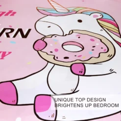Unicorn Eating Donuts Bedding Set 10 Unicorn Eating Donuts Bedding Set -Unicorn Fashion BlessLiving Cute Unicorn Kids Bedding Set Rainbow Hair Duvet Cover Colorful Pink Blue Girly Bedspreads Donuts 2