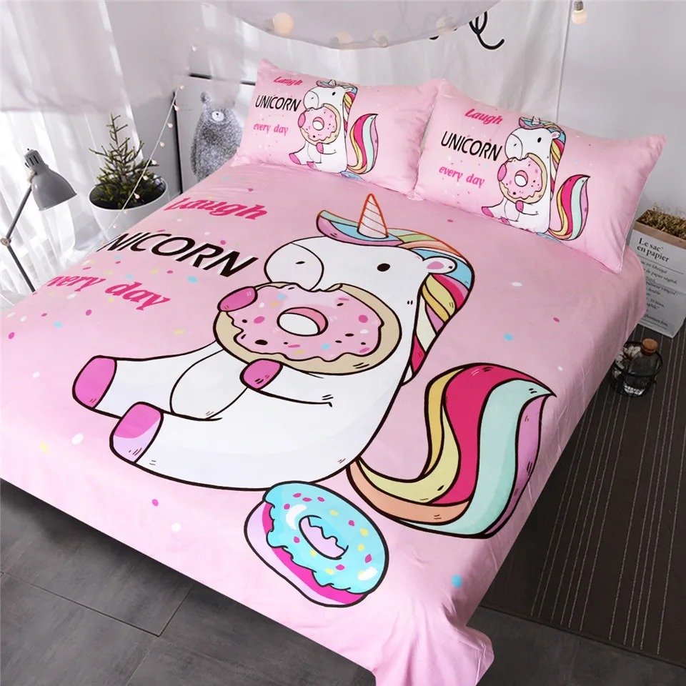 Unicorn Eating Donuts Bedding Set 3 Unicorn Eating Donuts Bedding Set