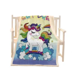 Cute Magical Unicorn Blanket 9 Cute Magical Unicorn Blanket -Unicorn Fashion BlessLiving Unicorn Kids Blanket Cute Magical Unicorn Sherpa Fleece Blanket Rainbow Bed Couch manta Teen Girl 3