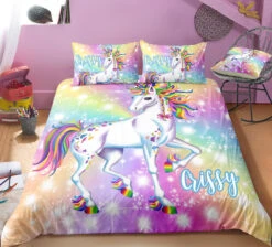 Personalized Bling Bling Unicorn Bedding Set