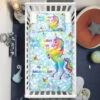 Blue Sky Unicorn Princess Crib Bedding Set – Unicorn Nursery Baby Bedding -Unicorn Fashion Blue Sky Unicorn Princess Crib Bedding Set