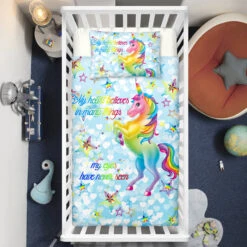 Blue Sky Unicorn Princess Crib Bedding Set – Unicorn Nursery Baby Bedding