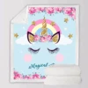 Blue Unicorn Sherpa Throw Fleece Blanket -Unicorn Fashion Blue Unicorn Sherpa Throw Fleece Blanket