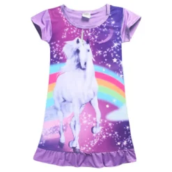 Toddler Kids Unicorn Princess Dress -Unicorn Fashion CANIS Toddler Cartoon Baby Kids Girl Unicorn Sleepwear Princess Dress Pyjamas Nightwear Nightgown Girls Dresses Clothes 1