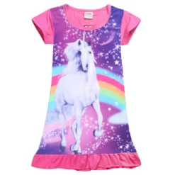 Toddler Kids Unicorn Princess Dress -Unicorn Fashion CANIS Toddler Cartoon Baby Kids Girl Unicorn Sleepwear Princess Dress Pyjamas Nightwear Nightgown Girls Dresses Clothes 3