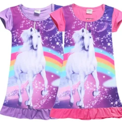 Toddler Kids Unicorn Princess Dress -Unicorn Fashion CANIS Toddler Cartoon Baby Kids Girl Unicorn Sleepwear Princess Dress Pyjamas Nightwear Nightgown Girls Dresses Clothes 5