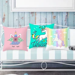 Cartoon Unicorn Throw Pillow Case -Unicorn Fashion Cartoon 44x44cm Unicorn Throw Pillow Case Home Bedroom Soft Square Cushion Cover Office Car Sofa Decorative 1