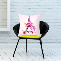 Cartoon Unicorn Throw Pillow Case -Unicorn Fashion Cartoon 44x44cm Unicorn Throw Pillow Case Home Bedroom Soft Square Cushion Cover Office Car Sofa Decorative 2