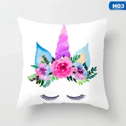 Cartoon Unicorn Throw Pillow Case -Unicorn Fashion Cartoon 44x44cm Unicorn Throw Pillow Case Home Bedroom Soft Square Cushion Cover Office Car Sofa Decorative 3