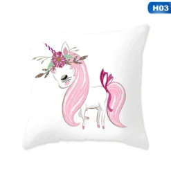 45x45cm Flamingo Unicorn Pillow Case Decorative Pillowcase -Unicorn Fashion Cartoon 45x45cm Flamingo Unicorn Throw Pillow Case Home Bedroom Soft Square Cushion Cover Office Car Sofa 4