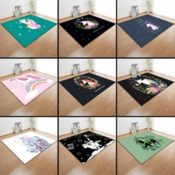 Cartoon Rainbow Unicorn Carpets -Unicorn Fashion Cartoon Rainbow Unicorn Living Room Carpets Kids Girls Bedroom Decoration Rug Mat Anti slip Soft Flannel 5