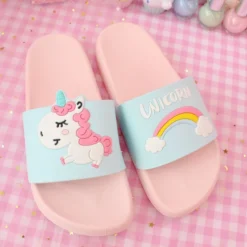 Children Beach Unicorn Slippers -Unicorn Fashion Children Beach Slippers Unicorn Shoe Kids Flip Flops Girls Barefoot Shoes Kids Swim Water Slippers Baby 2