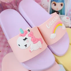 Children Beach Unicorn Slippers -Unicorn Fashion Children Beach Slippers Unicorn Shoe Kids Flip Flops Girls Barefoot Shoes Kids Swim Water Slippers Baby 3