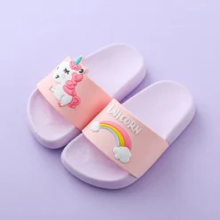 Children Summer Indoor Unicorn Slippers 12 Children Summer Indoor Unicorn Slippers -Unicorn Fashion Children Slippers for Boys Girls Summer Indoor Kids and Mother Slippers Anti skid Lovely Cartoon Soft 4