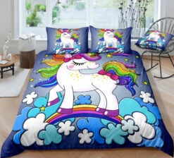 Cloudy Rainbow Unicorn Bedding Set