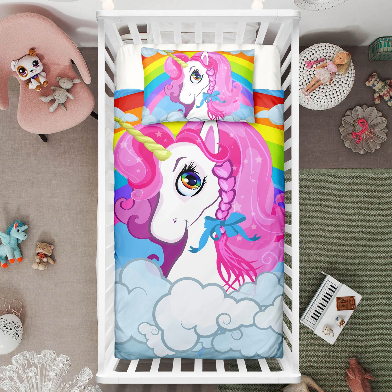 Colorful Beloved Unicorn Crib Bedding Set – Unicorn Nursery Baby Bedding 3 Colorful Beloved Unicorn Crib Bedding Set – Unicorn Nursery Baby Bedding