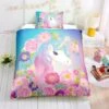 Twin Floral Unicorn Bedding Set, Unicorn Bed Set, Unicorn Bed In A Bag -Unicorn Fashion Colorful Flowers Unicorn Bedding Set Twin 1