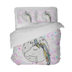 Colorful Princess Unicorn Bedding Set -Unicorn Fashion Colorful Unicorn Bedding Set Girls Cute Cartoon Duvet Cover Set Princess Bedclothes Twin Full Queen King 1