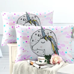 Colorful Princess Unicorn Bedding Set -Unicorn Fashion Colorful Unicorn Bedding Set Girls Cute Cartoon Duvet Cover Set Princess Bedclothes Twin Full Queen King 5