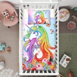 Colorful Unicorn Crib Bedding Set – Unicorn Nursery Baby Bedding