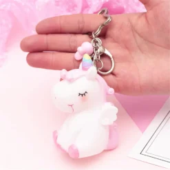 Unicorn Pendant Squeezable Keychain 12 Unicorn Pendant Squeezable Keychain -Unicorn Fashion Colorful Unicorn Plush Pendant toy Squeezable sound venting Dolls kawaii Hairball Animal Horse Keychain Toys for 4
