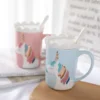 Creative 3D Unicorn Coffee Mug With Spoon And Crown -Unicorn Fashion Creative 3D Relief Glod Unicorn Coffee Mug with Spoon and Crown Lid Drinking Coffee Tea Cup