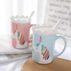 Creative 3D Unicorn Coffee Mug With Spoon And Crown