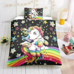 Custom Rainbow Kids Girl Bedding Set -Unicorn Fashion Custom Rainbow Kids Girl Bedding Set 1
