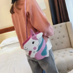 Cute Sequin Unicorn Casual Shoulder Bag -Unicorn Fashion Cute Sequin Unicorn Embroidery Design Pu Ladies Fashion Casual Shoulder Bag Crossbody Mini Messenger Bag Handbag 2