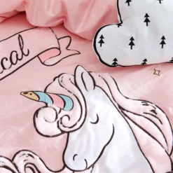 Cute Unicorn Bedding Set 12 Cute Unicorn Bedding Set -Unicorn Fashion Cute Unicorn Bedding Set Embroidery Duvet Cover Sets Soft Bed Linen Flat Bed Sheet Set Pillowcase 4