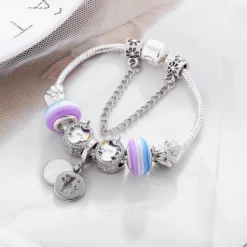 Unicorn Charm Beads Bracelet -Unicorn Fashion DINGLLY Cute Unicorn Femme 2018 Charm Bracelet Homme Bowknot Beads Women Girls Friendship Couple Pandora Bracelet 1
