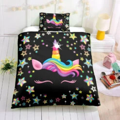 Dark Night Lash Unicorn Bedding Set -Unicorn Fashion Dark Night Lash Unicorn Bedding Set Twin
