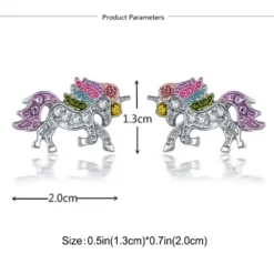 Dazzling Unicorn Licorne Stud Earrings 8 Dazzling Unicorn Licorne Stud Earrings -Unicorn Fashion Dazzling Unicorn Licorne Stud Earrings for Women Girl Cute Silver Clear CZ Jewelry Party Gift 2